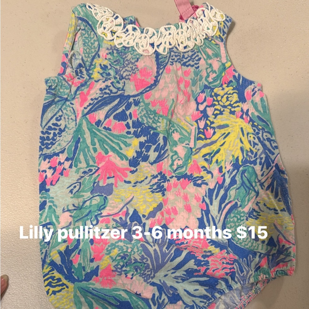 Lilly Pulitzer Floral Baby Romper with Lace Collar
